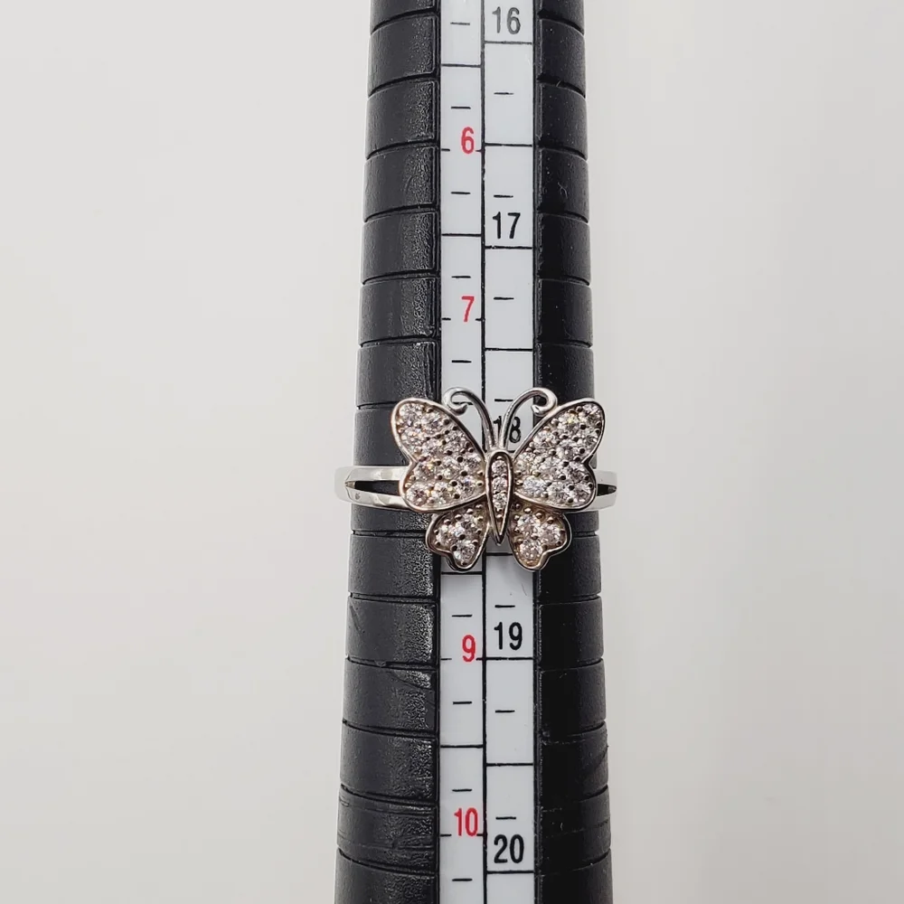 Sparkling Butterfly Ring 925 Sterling Silver Ring Insect Ring Bug Ring 925 Ring